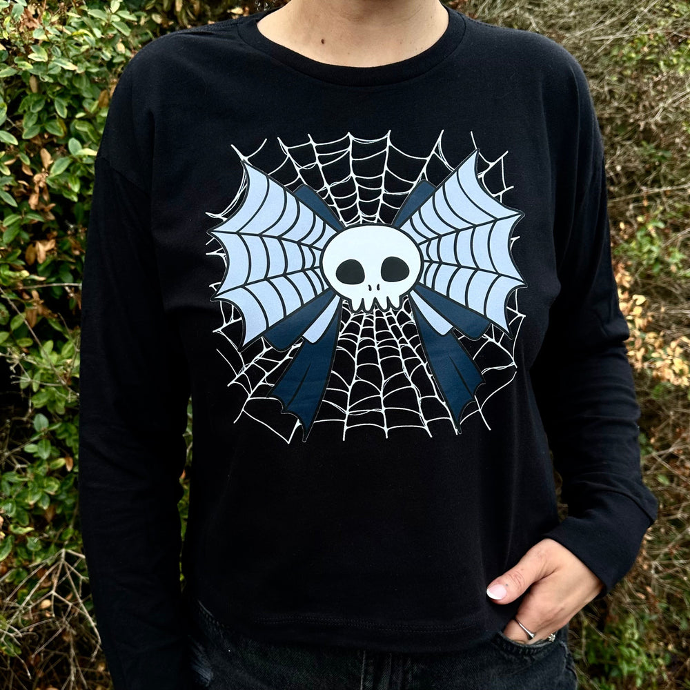 SKULL BOW WEB LONG SLEEVE T SHIRT-Vicious Punx-Vicious Punx