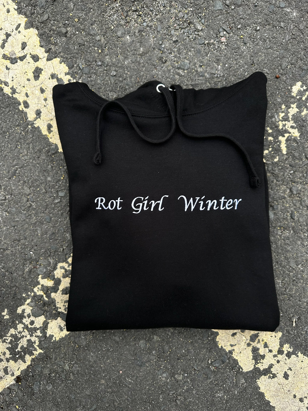 Sample Sale - Rot Girl Winter Embroidered Black Hoodie - Medium- (100)