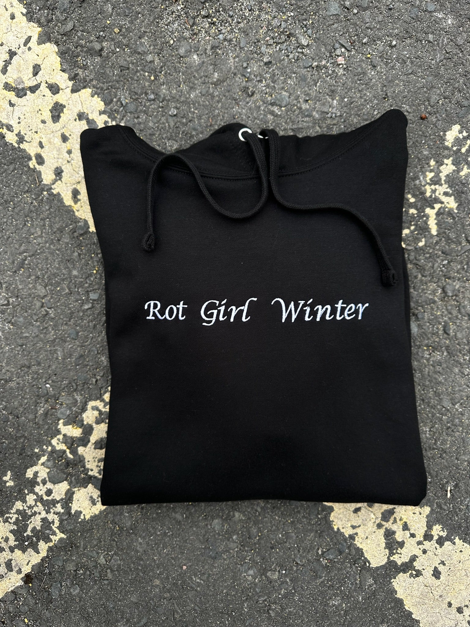 Sample Sale - Rot Girl Winter Embroidered Black Hoodie - Medium- (100)