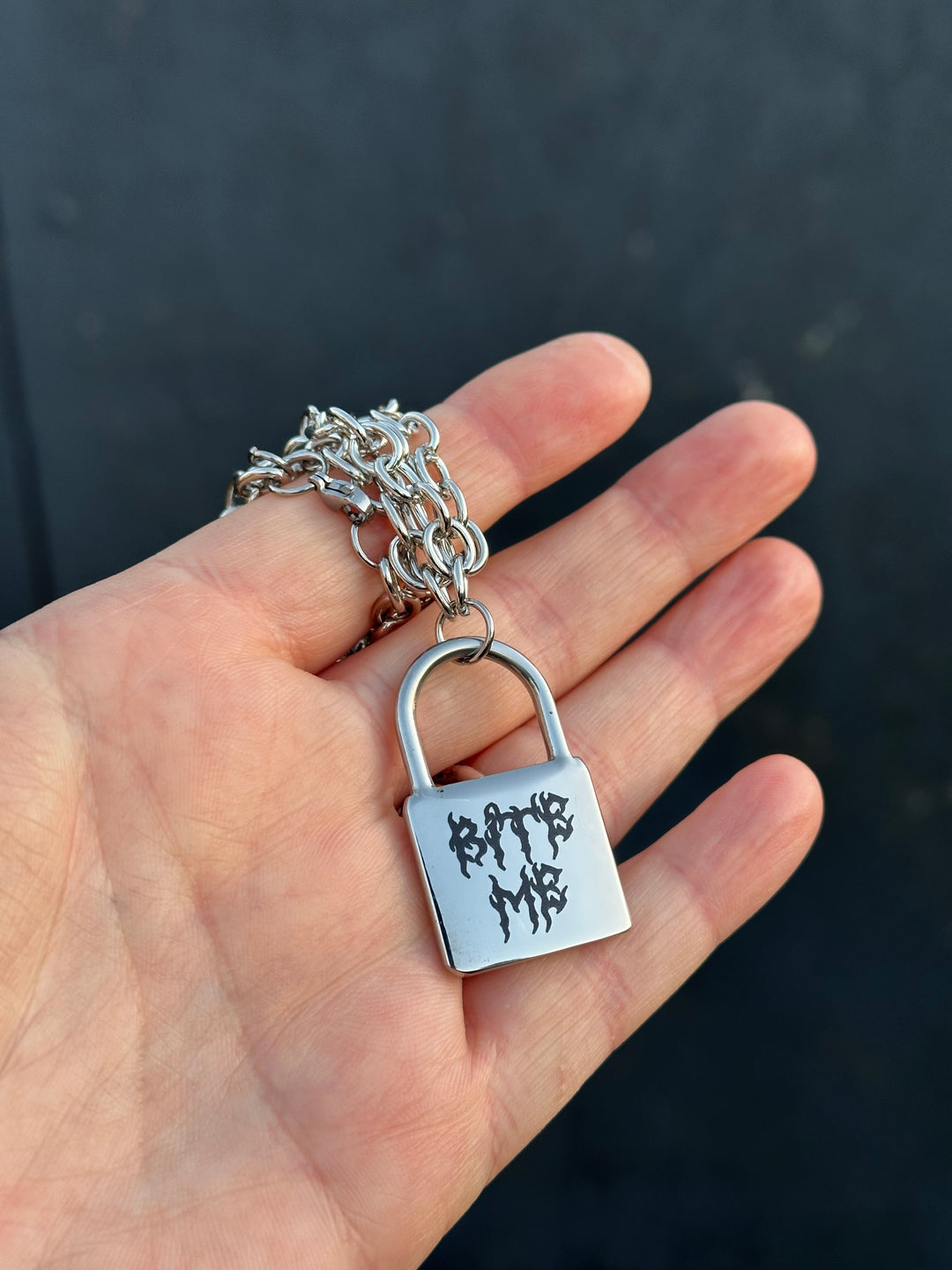 BITE ME HORROR LOCK NECKLACE