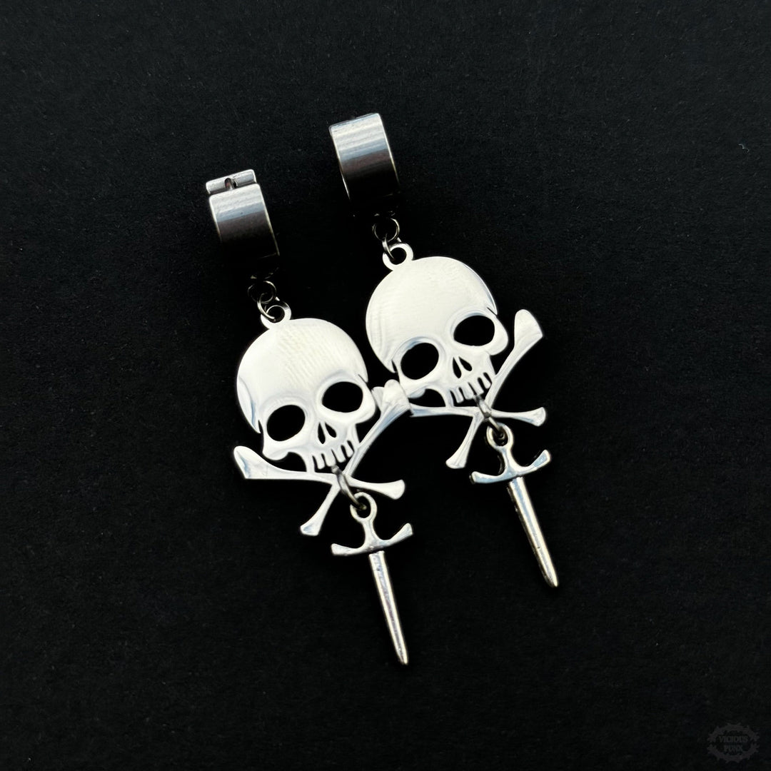 SKULL & DAGGER HUGGIE HOOPS-Vicious Punx-Vicious Punx