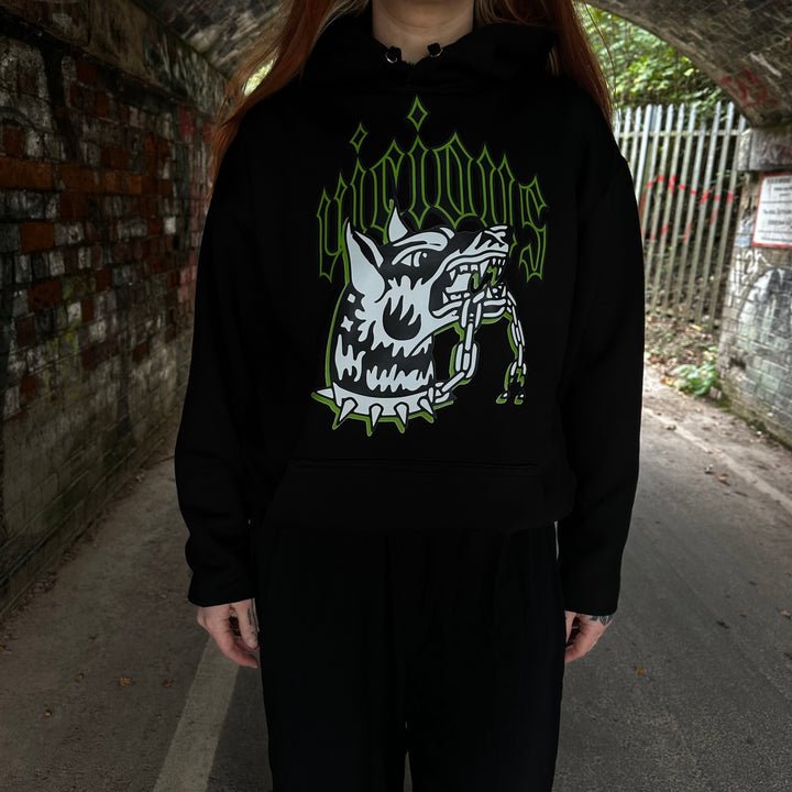 VICIOUS DOG PRINT BLACK HOODIE