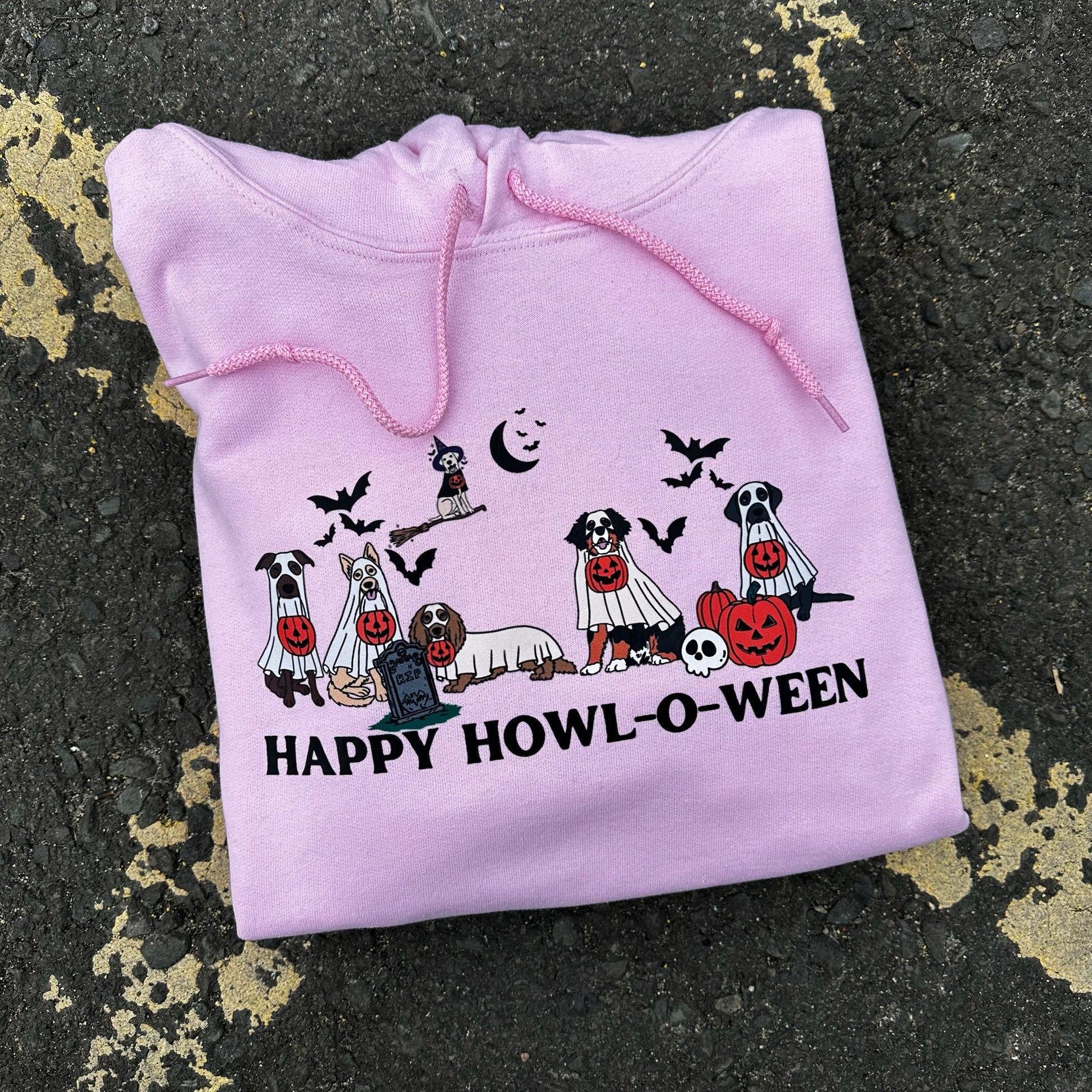 Sample Sale - Happy Howl-O-Ween Pink Hoodie - Small - (50)