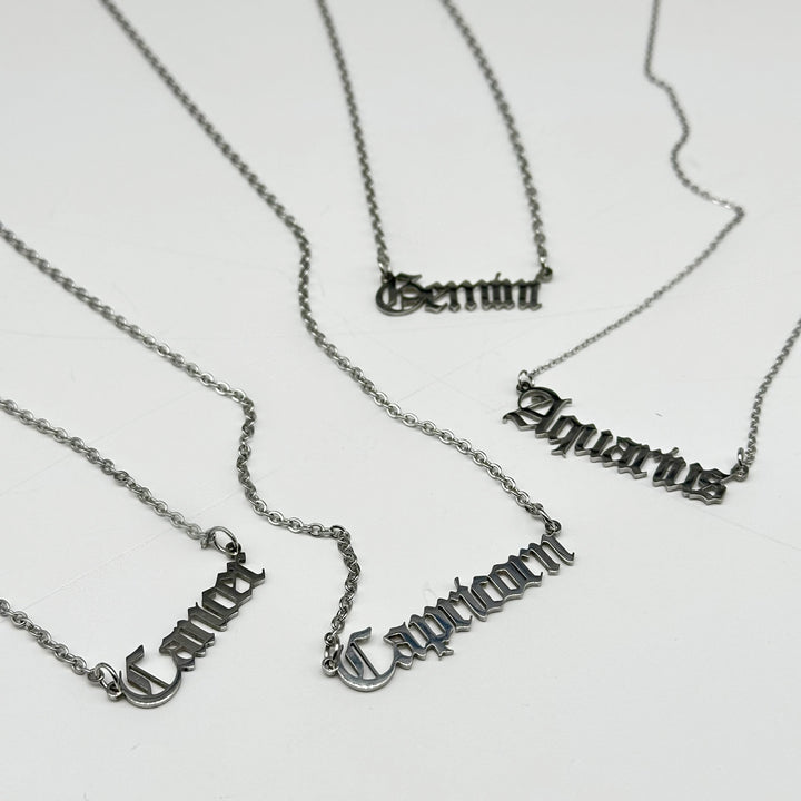 SALE - OLD ENGLISH ZODIAC NECKLACE