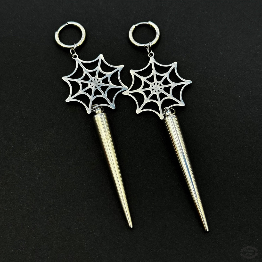 WEB & SPIKE HOOP EARRINGS-Vicious Punx-Vicious Punx