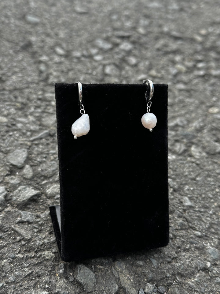 PEARL DROP HOOP EARRINGS