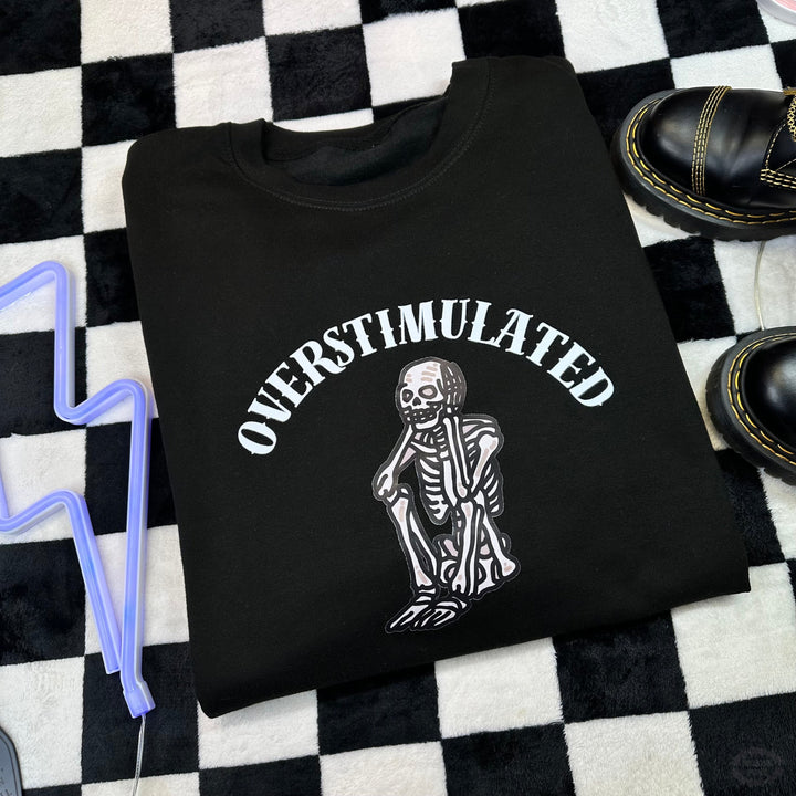 OVERSTIMULATED SKELETON PRINTED SWEATSHIRT-Vicious Punx-Vicious Punx