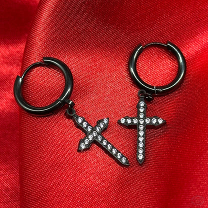 SALE - BLACK CZ CROSS NECKLACE-Vicious Punx-Vicious Punx