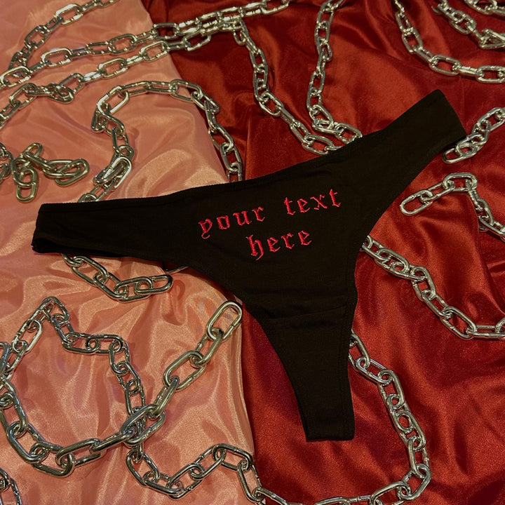 PERSONALISED EMBROIDERED TEXT THONGS