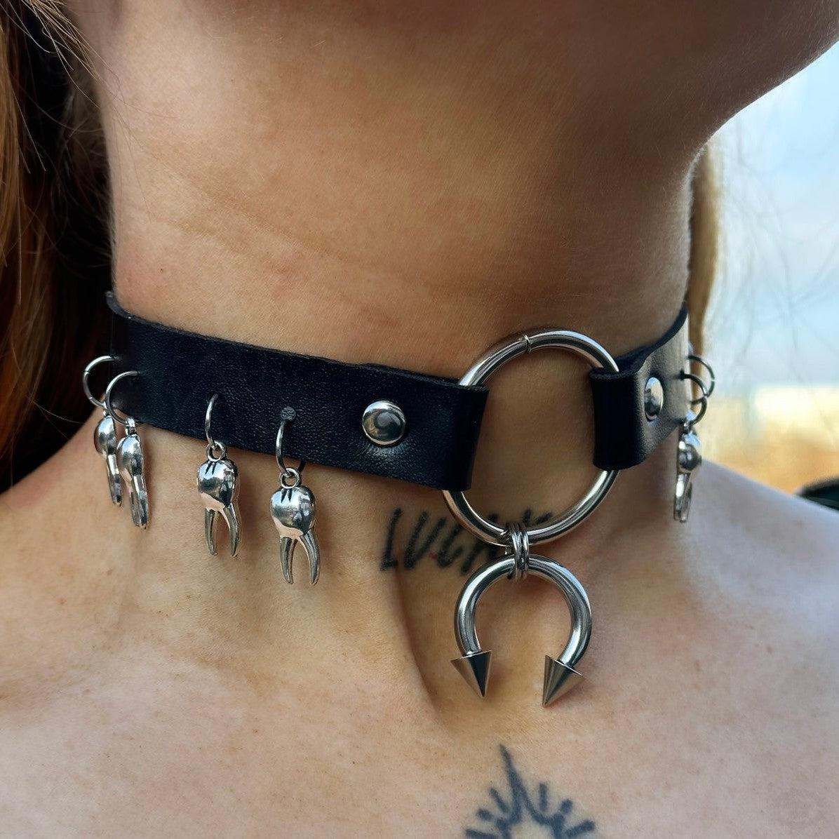 SPIKE TOOTH PU LEATHER CHOKER-Vicious Punx-Vicious Punx