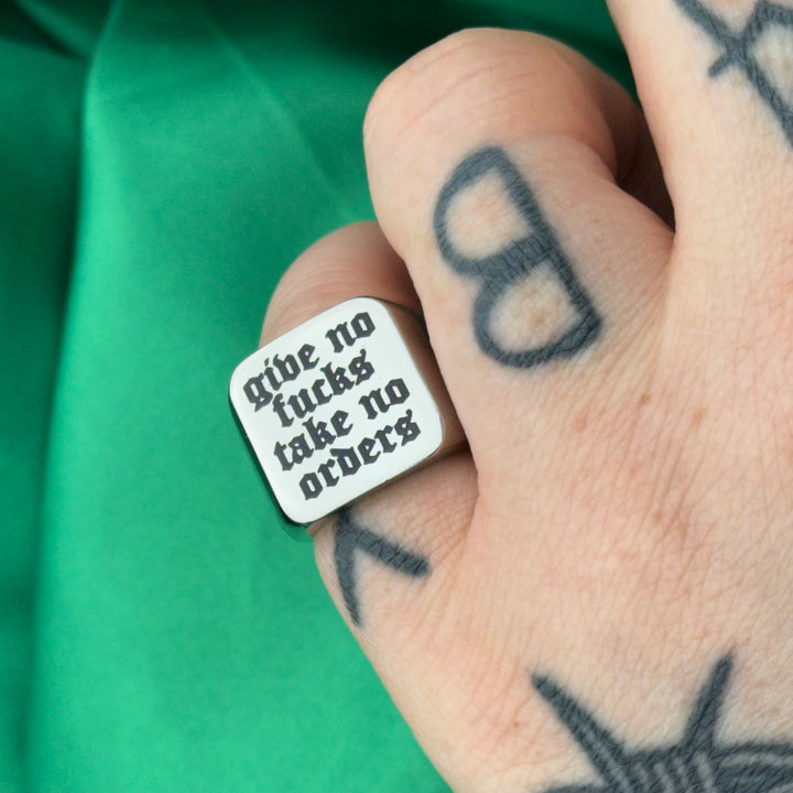 TAKE NO ORDERS STAINLESS STEEL RING