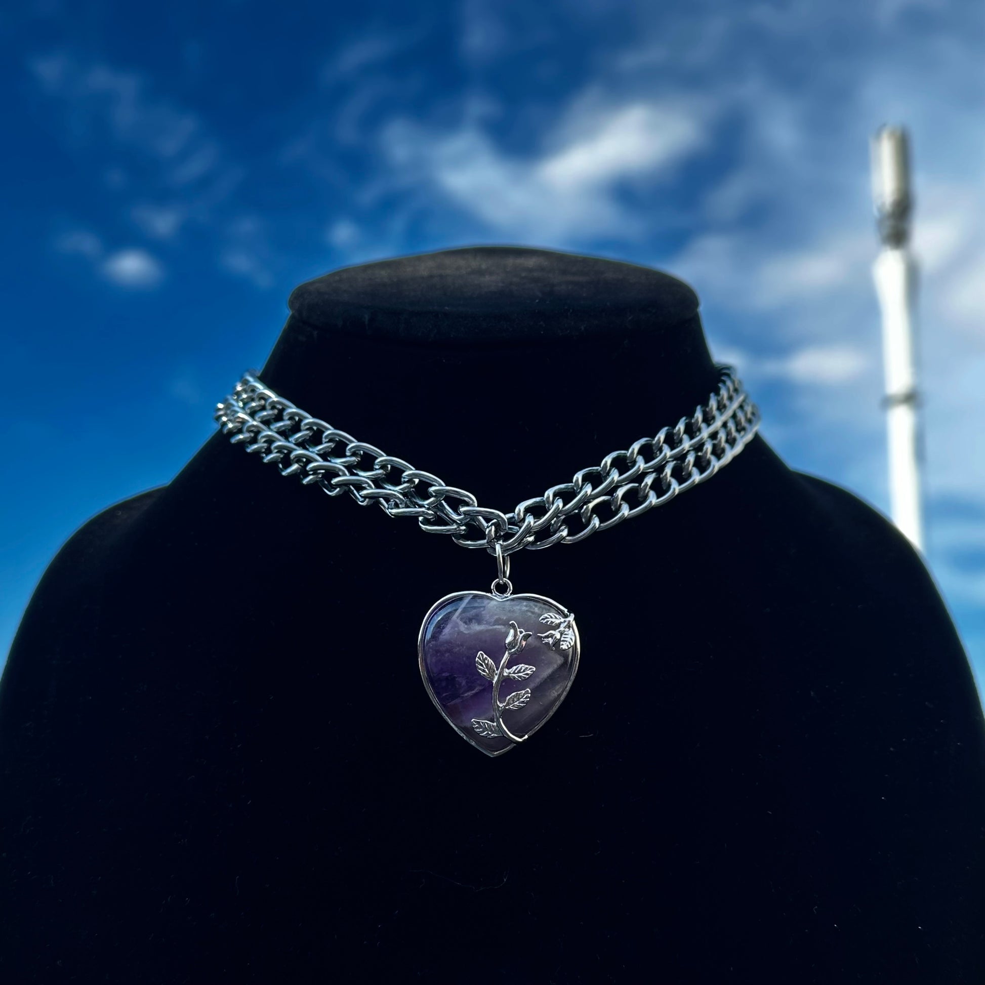 NATURAL STONE HEART NECKLACE