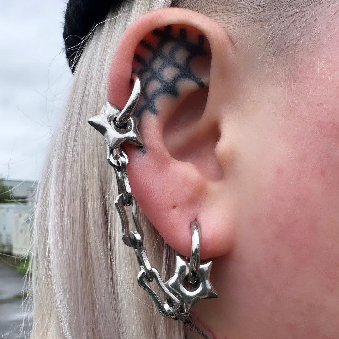 CHUNKY STAR DOUBLE HOOP EARRING-Vicious Punx-Vicious Punx