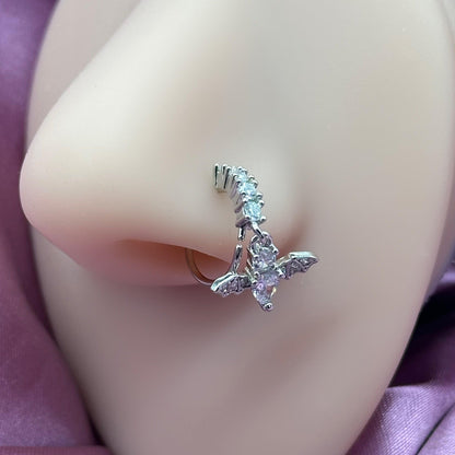 CZ DANGLE BAT NOSE HOOP-Vicious Punx-Vicious Punx