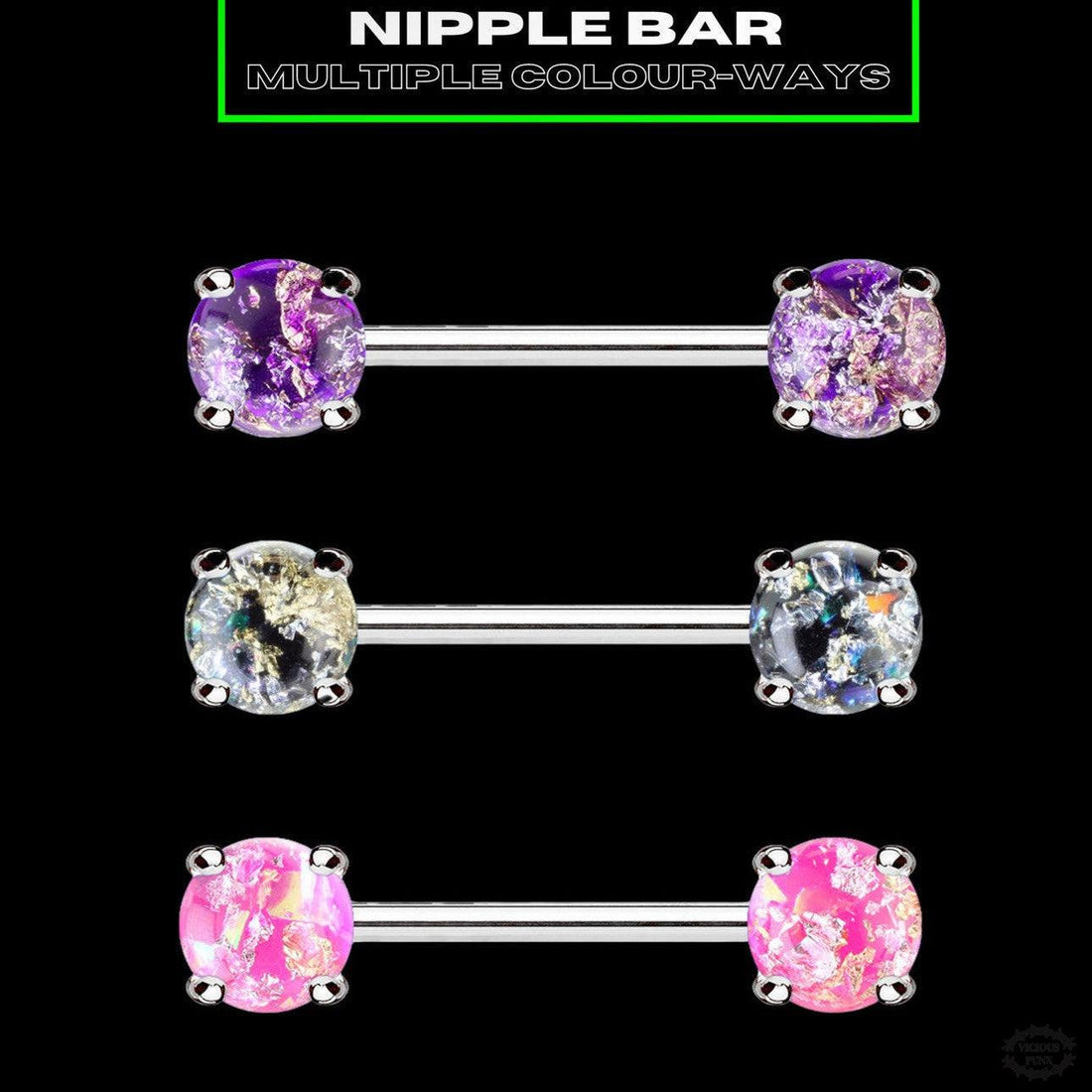 GLITTER STONE NIPPLE BARS-Vicious Punx-Vicious Punx