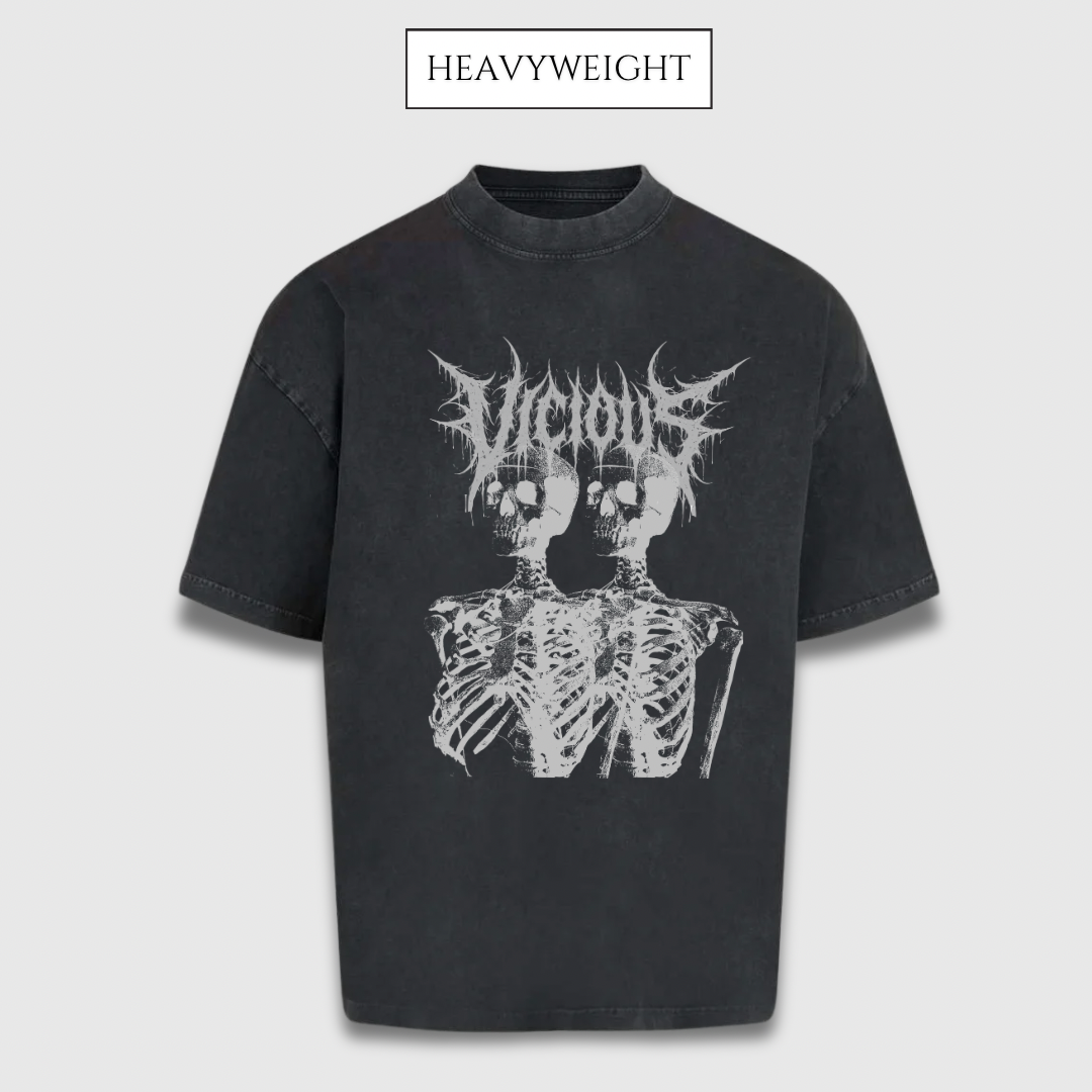 SKELETON ACID WASH HEAVYWEIGHT T SHIRT