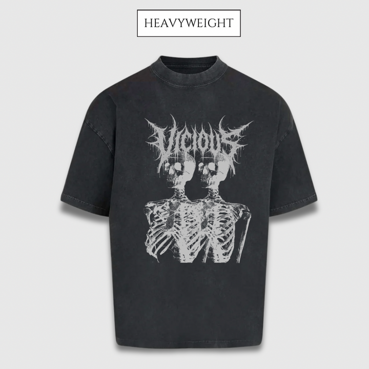 SKELETON ACID WASH HEAVYWEIGHT T SHIRT