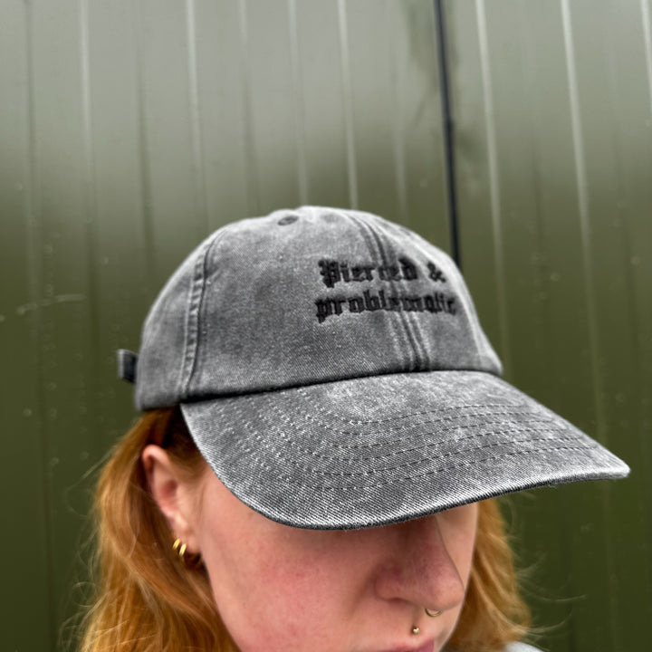 PIERCED & PROBLEMATIC EMBROIDERED BASEBALL CAP