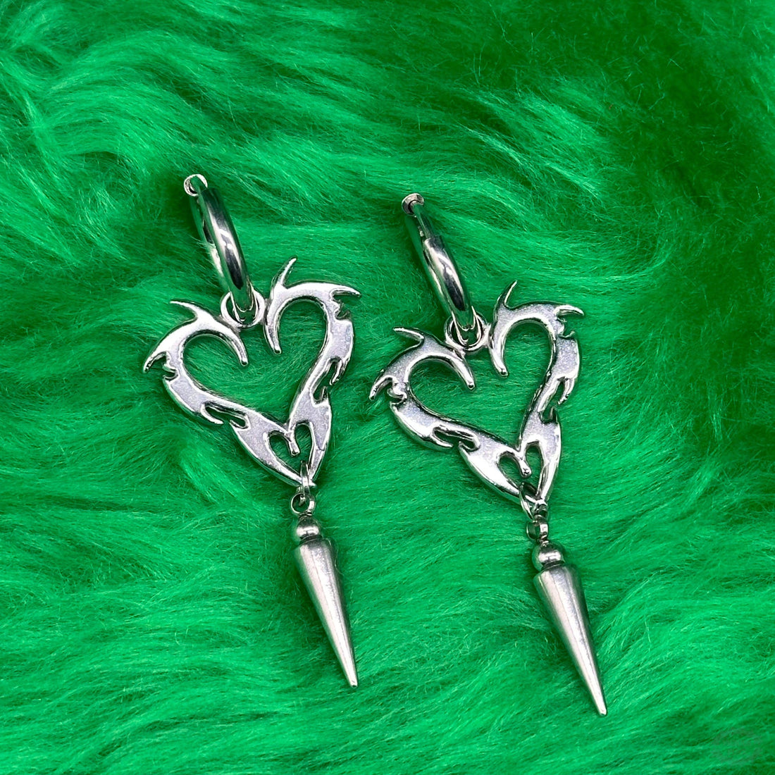 SPIKEY HEART HOOP EARRINGS-Vicious Punx-Vicious Punx