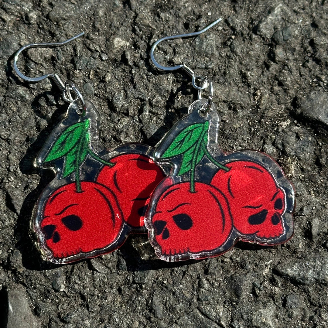 CHERRY SKULL EARRINGS-Vicious Punx-Vicious Punx