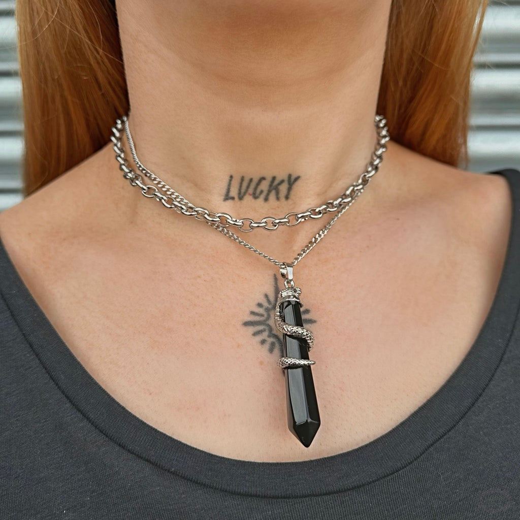 OBSIDIAN SNAKE NECKLACE