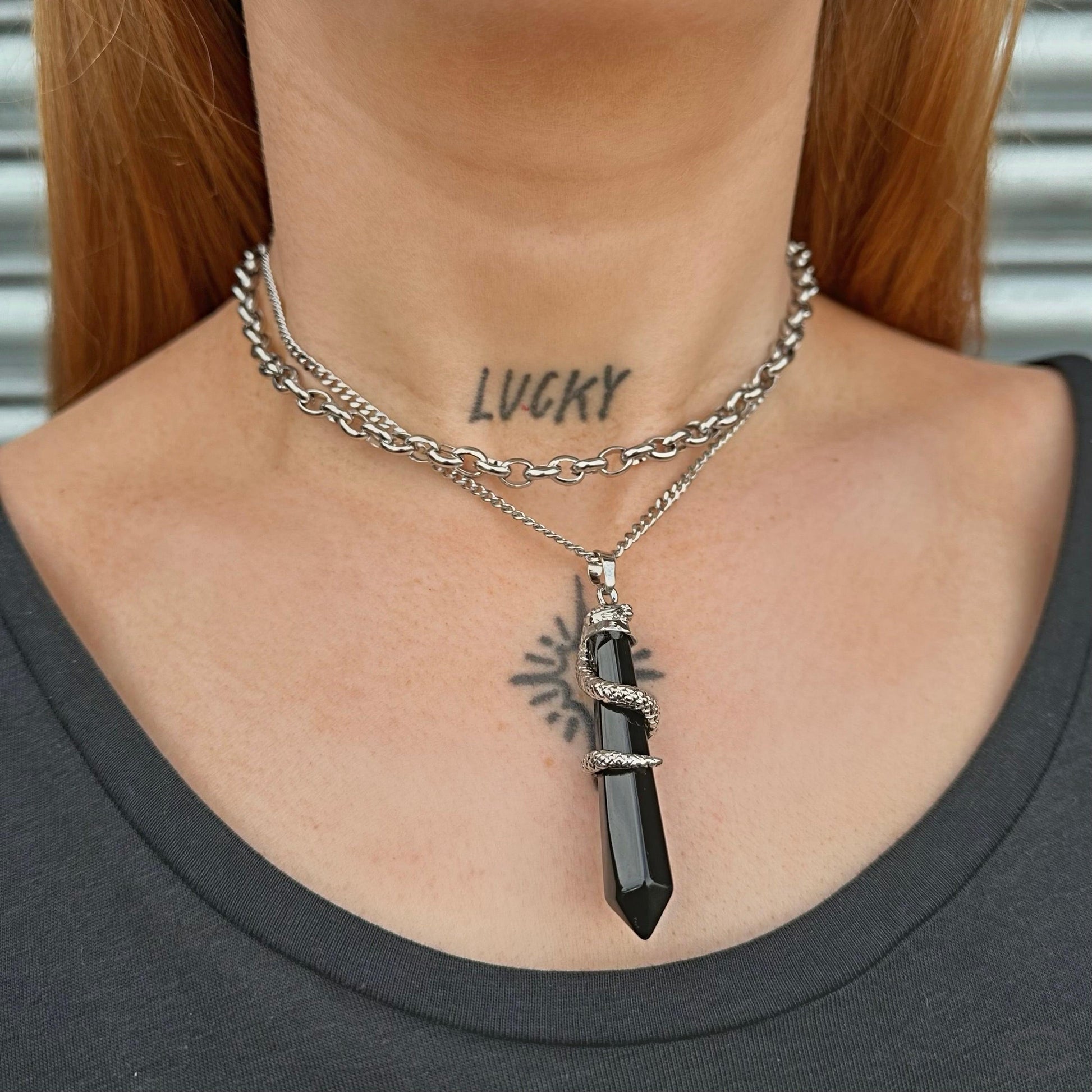 OBSIDIAN SNAKE NECKLACE