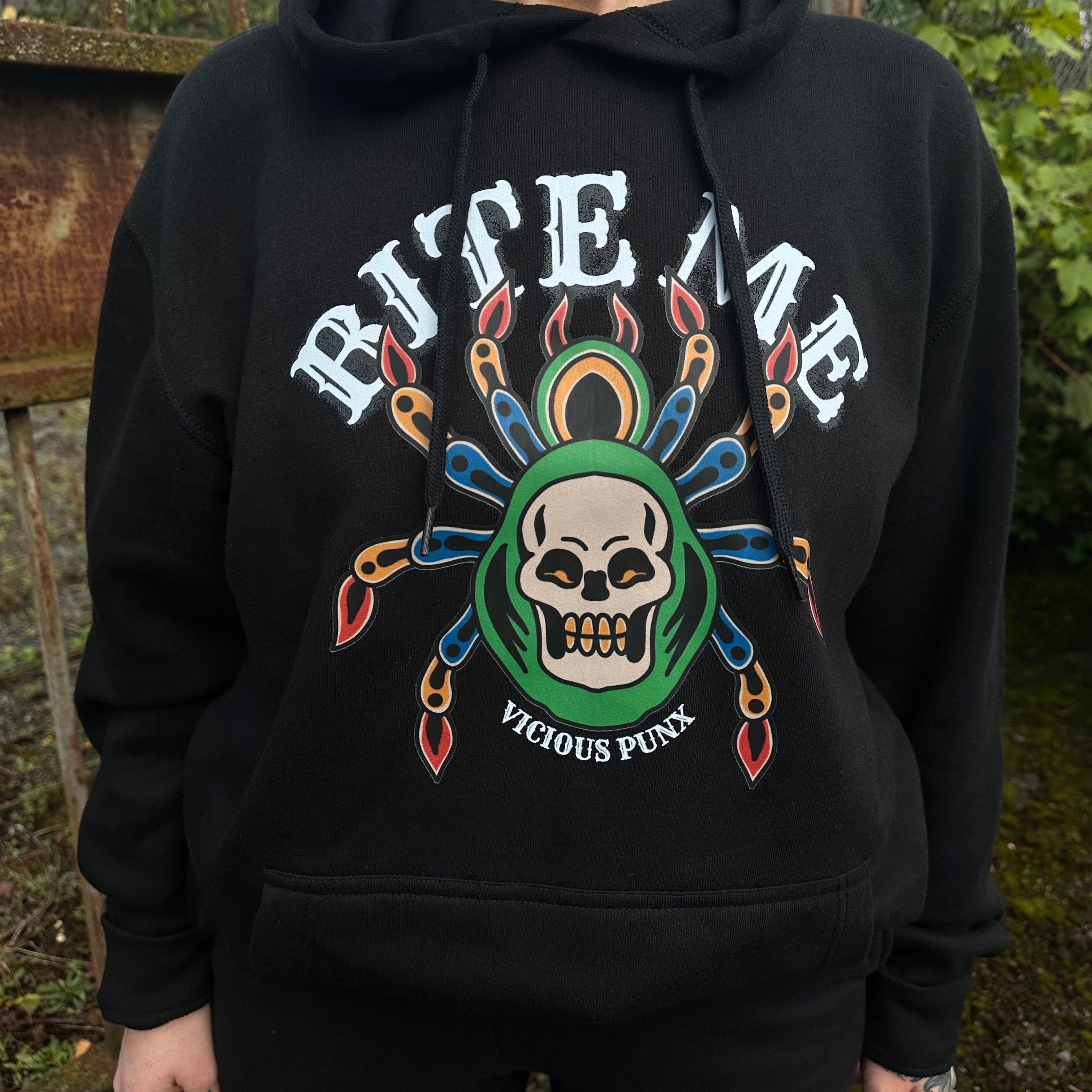 SPIDER BITE ME HOODED SWEATSHIRT-Vicious Punx-Vicious Punx