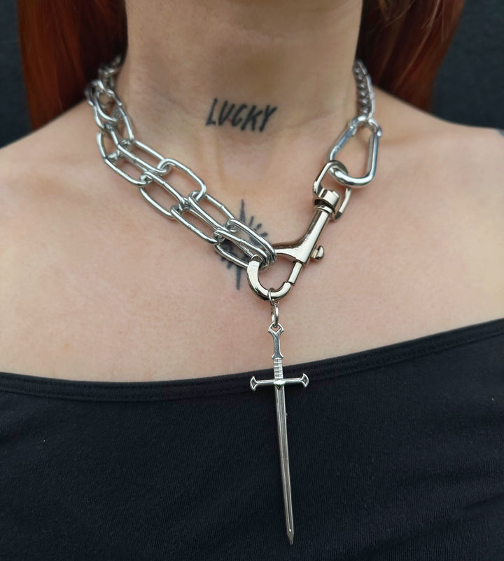 SWORD DOUBLE CLIP NECKLACE