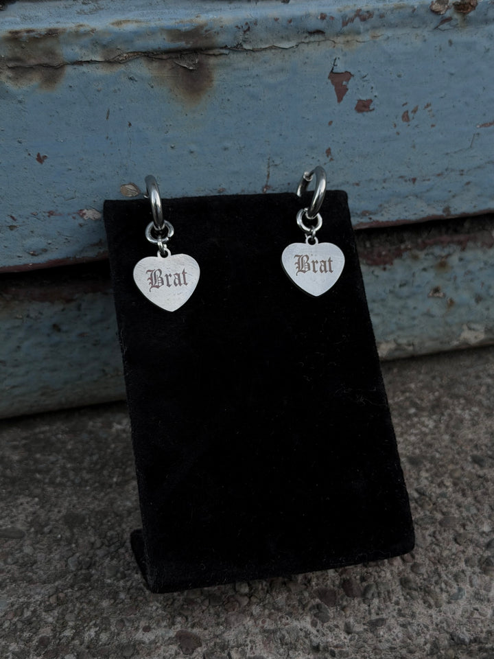 BRAT HEART HOOP EARRINGS