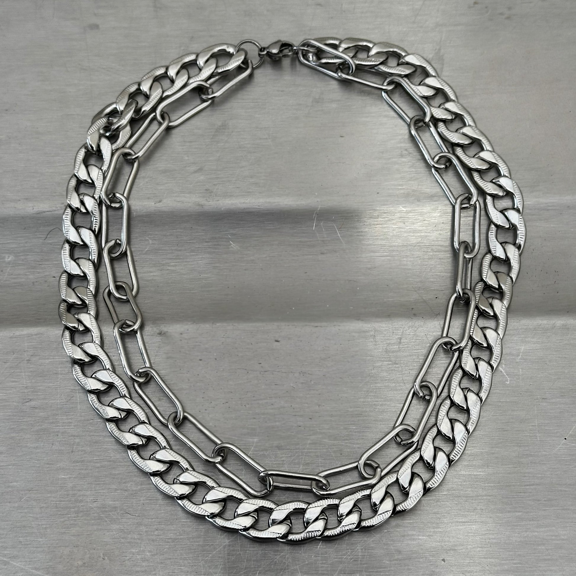 MIXED CURB & PAPERCLIP NECKLACE