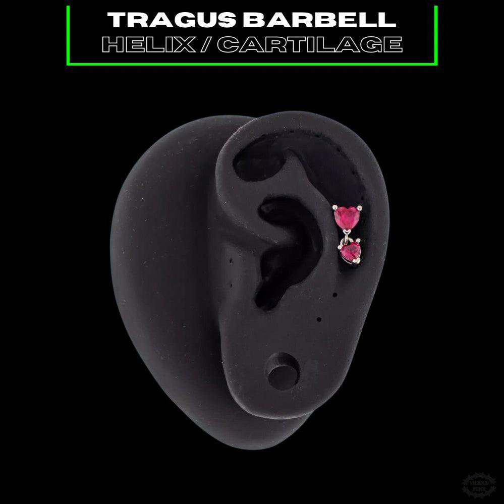 DOUBLE HEART TRAGUS / CARTILAGE BARBELL-Vicious Punx-Vicious Punx