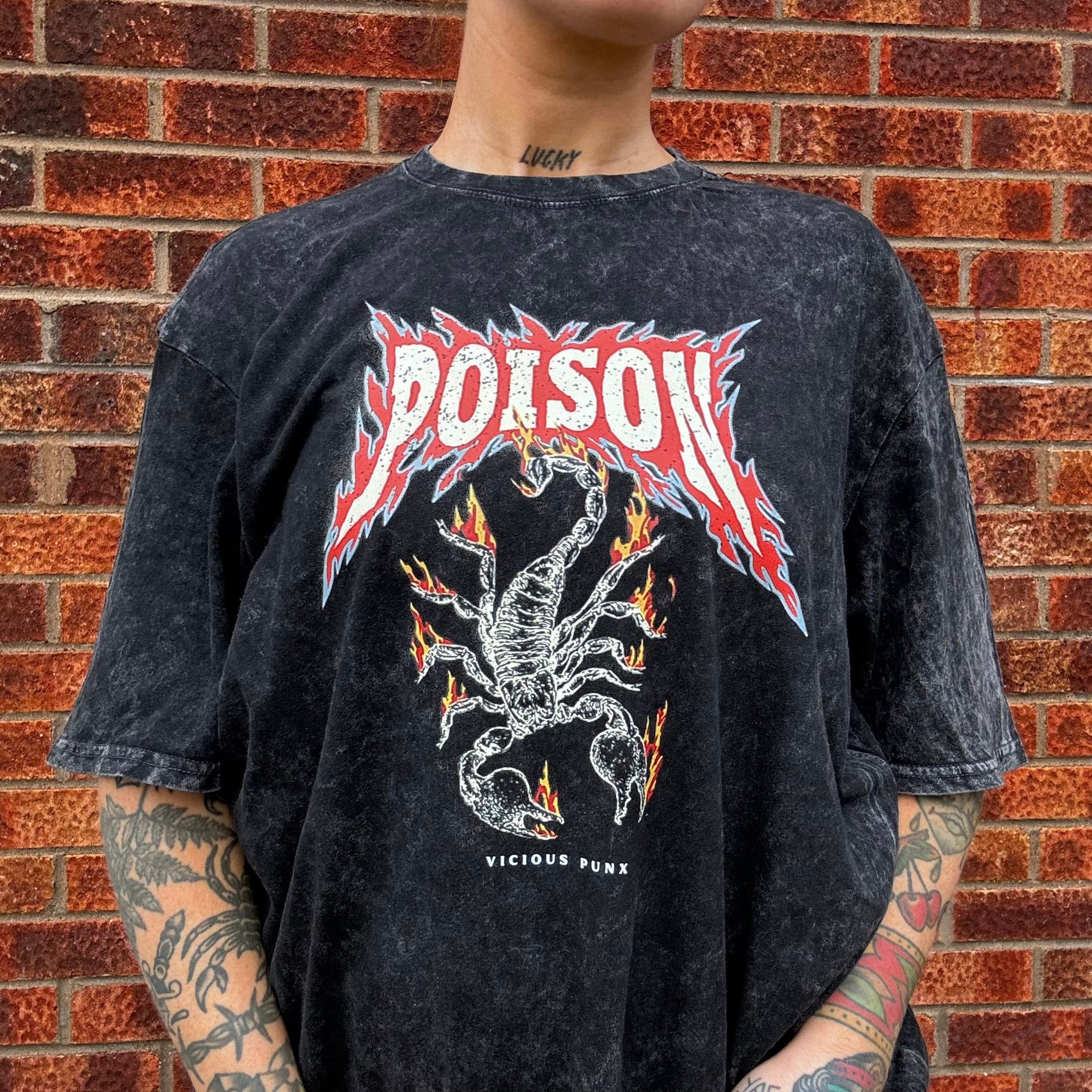 POISON SCORPION ACID WASH T-SHIRT-Vicious Punx-Vicious Punx