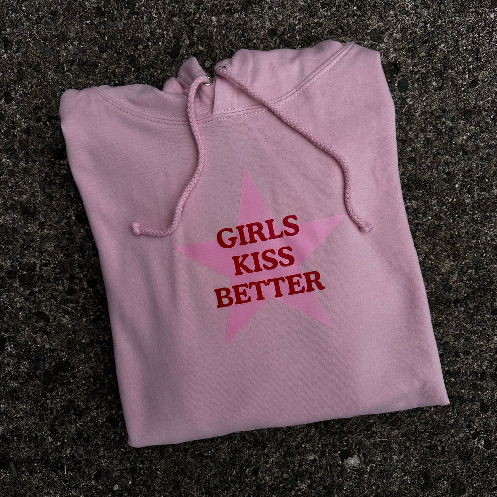 Sample Sale - Girls Kiss Better Pink Hoodie - Large - (58)