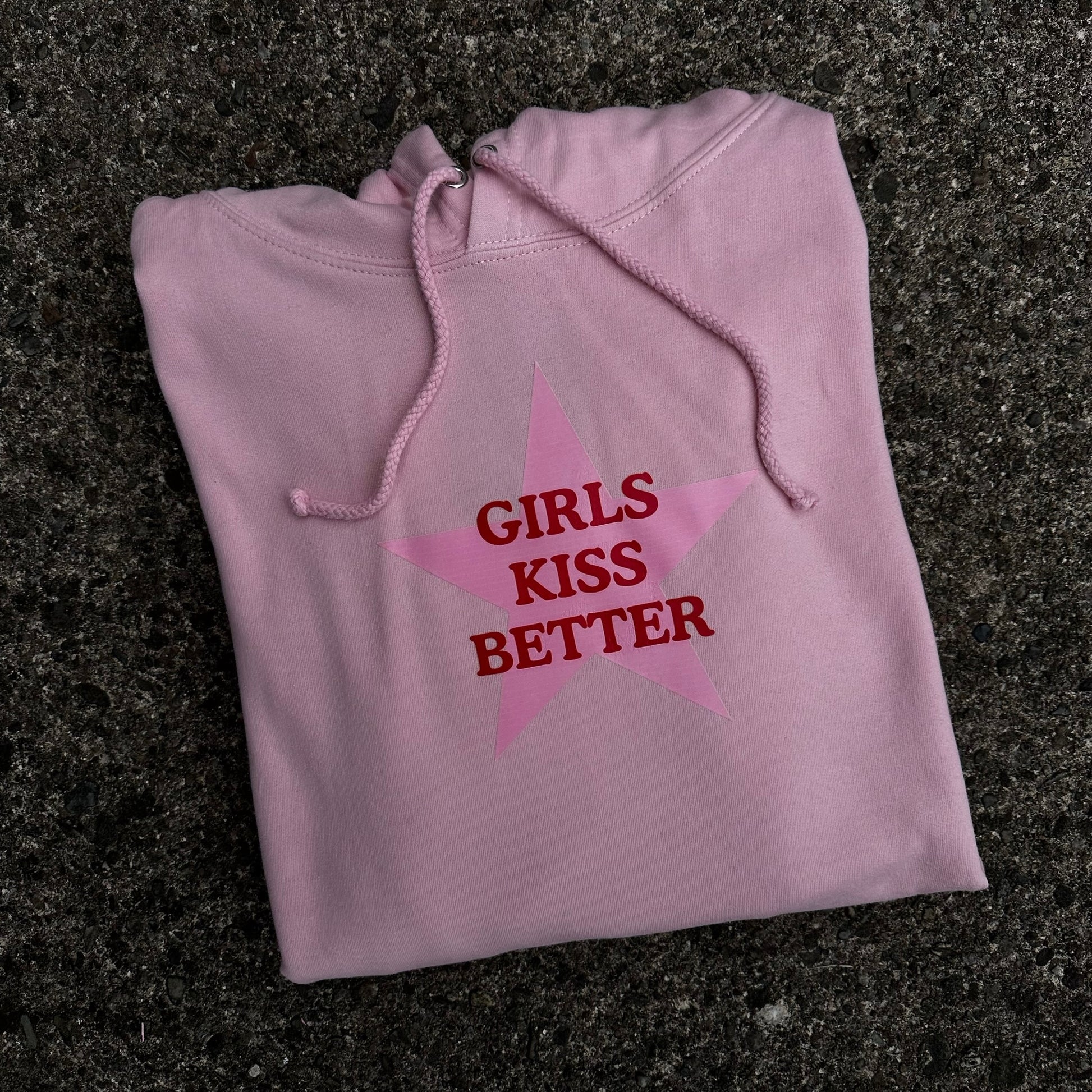 Sample Sale - Girls Kiss Better Pink Hoodie - Large - (58)