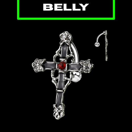 GOTHIC CROSS BELLY BAR