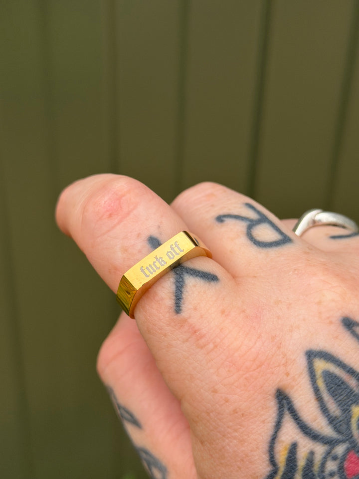 SAMPLE SALE - F*CK OFF GOLD RING