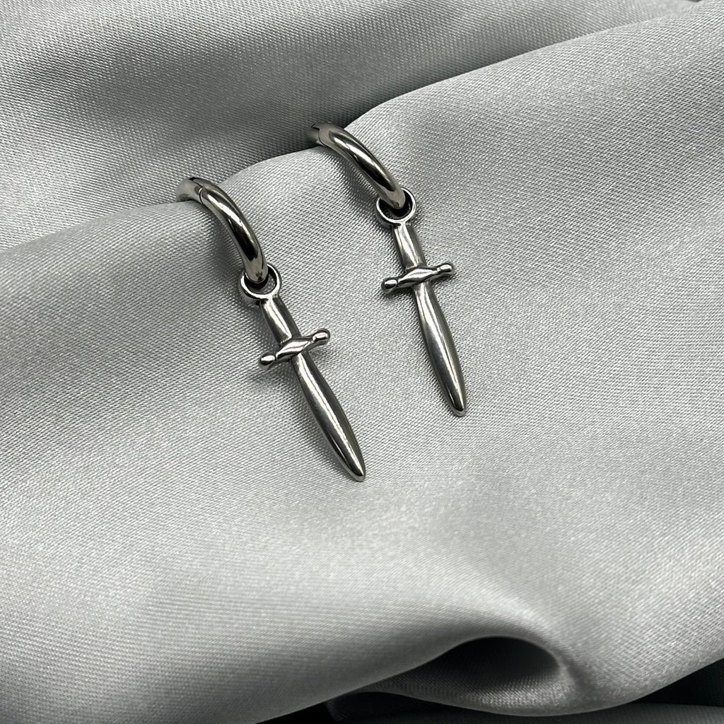 STS DAGGER HOOP EARRINGS