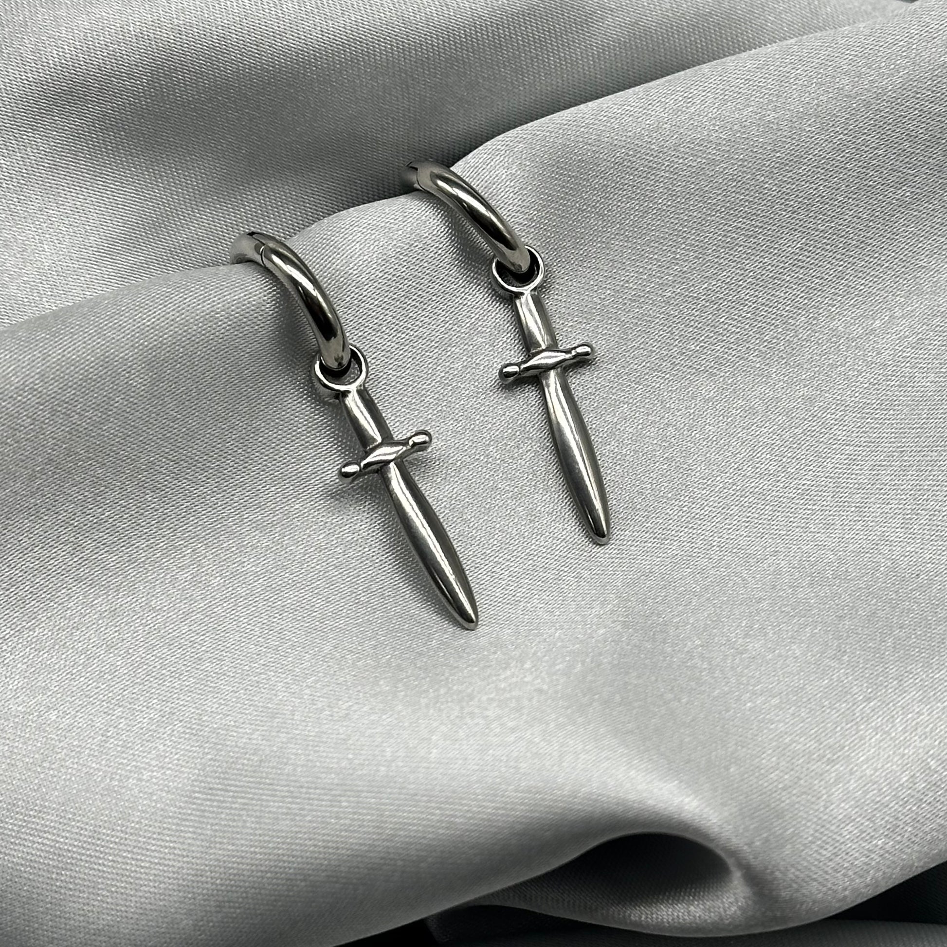 STS DAGGER HOOP EARRINGS