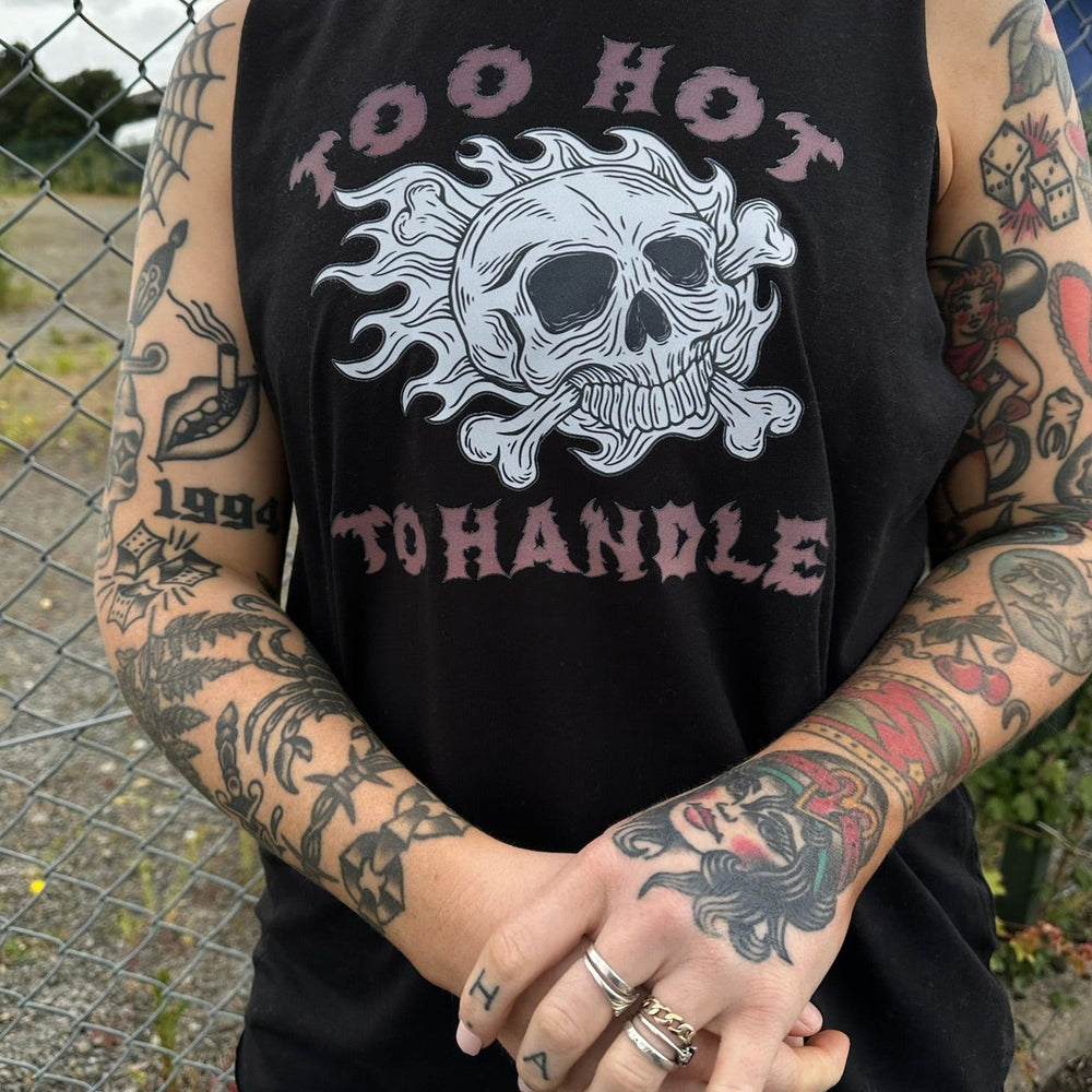 TOO HOT TO HANDLE SKULL RAW HEM VEST-Vicious Punx-Vicious Punx