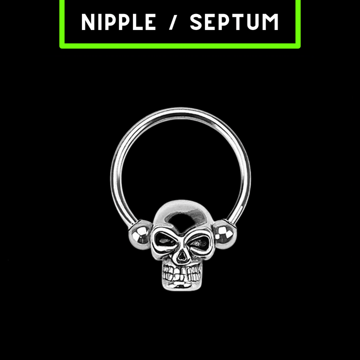 Gothic Skull BCR – 1.6MM Septum or Nipple Piercing Ring (Surgical Steel)