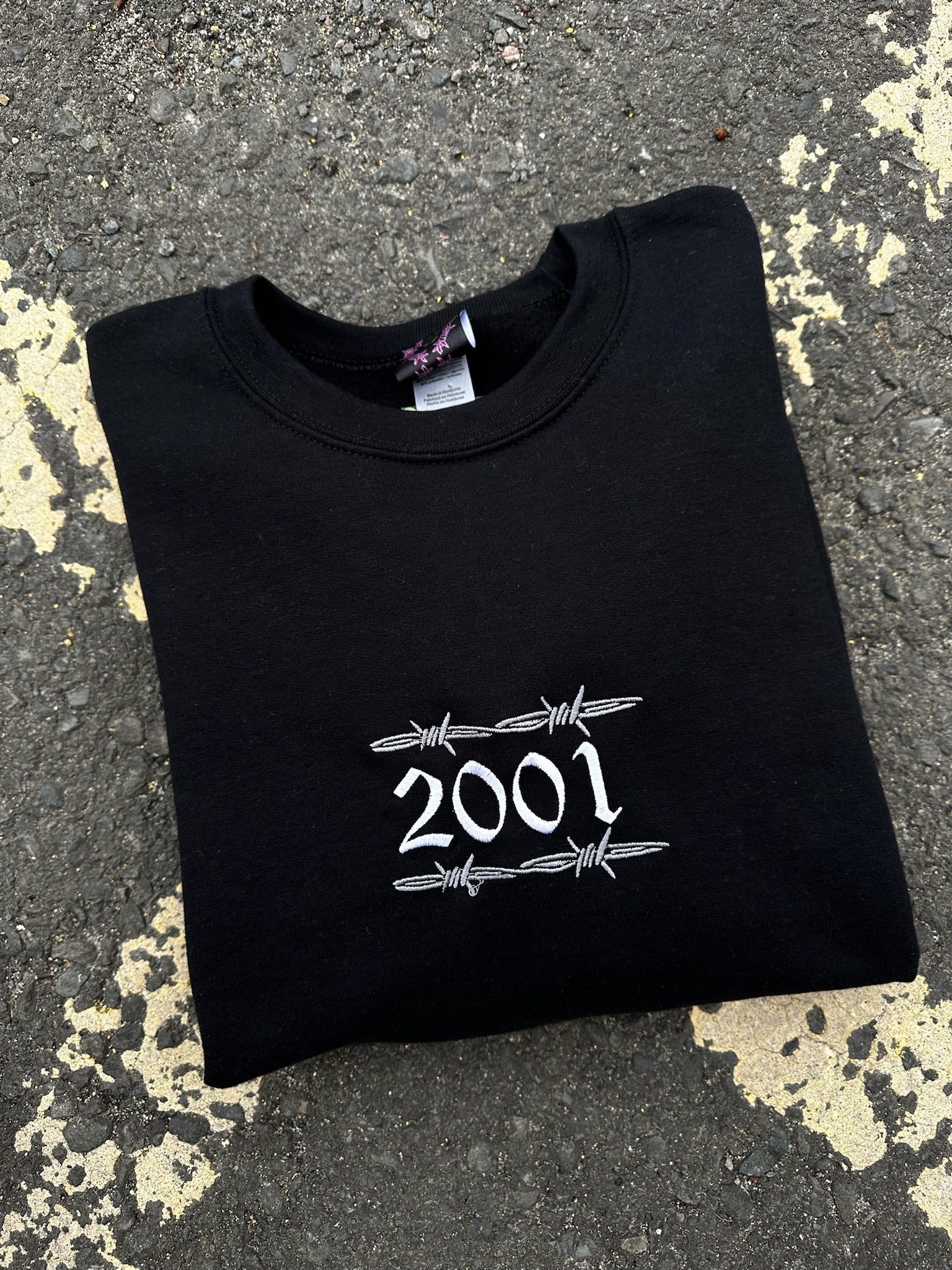 Sample Sale - 2001 Embroidered Black Sweatshirt - Medium - (97)