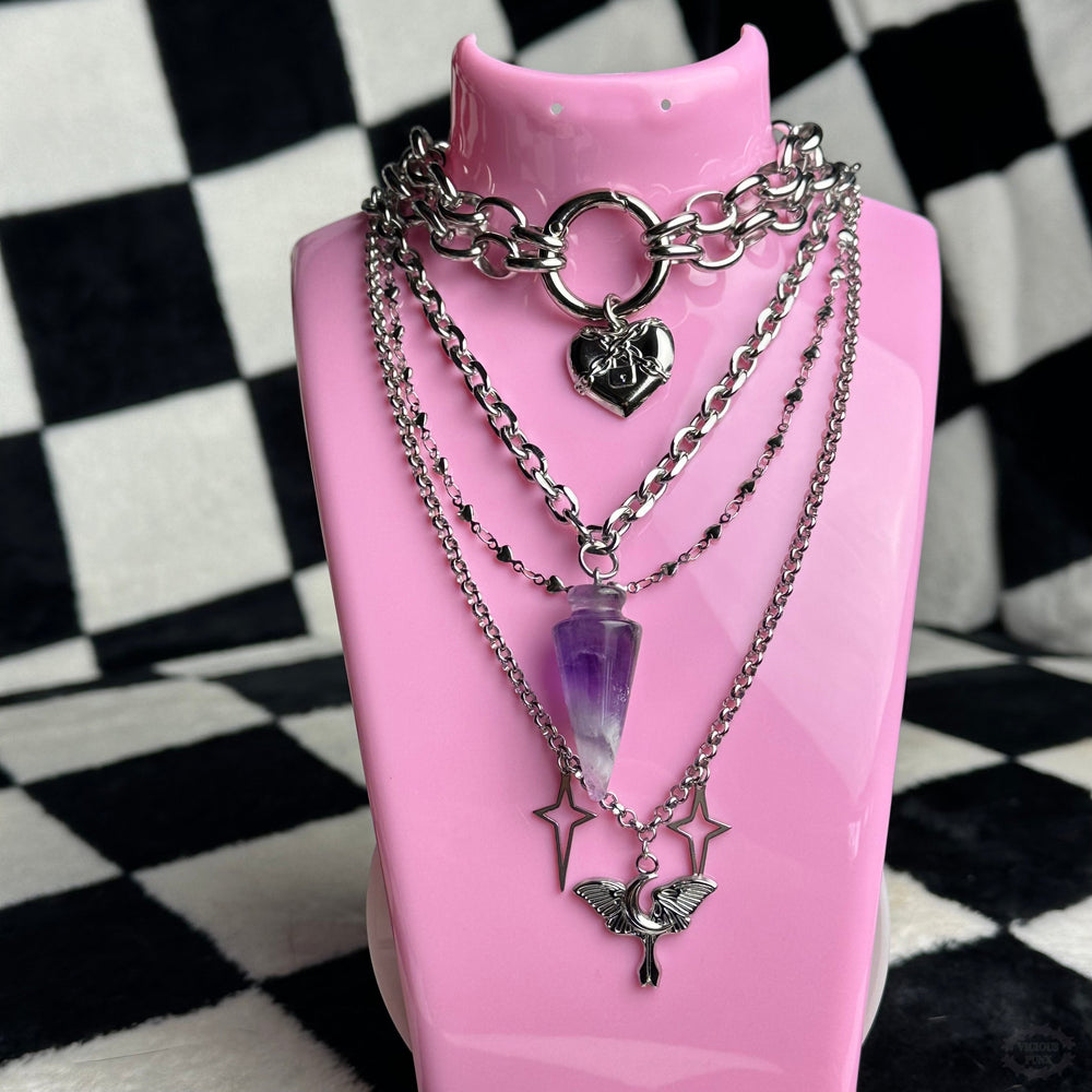 THE SPIKED AMETHYST NECKLACE-Vicious Punx-Vicious Punx