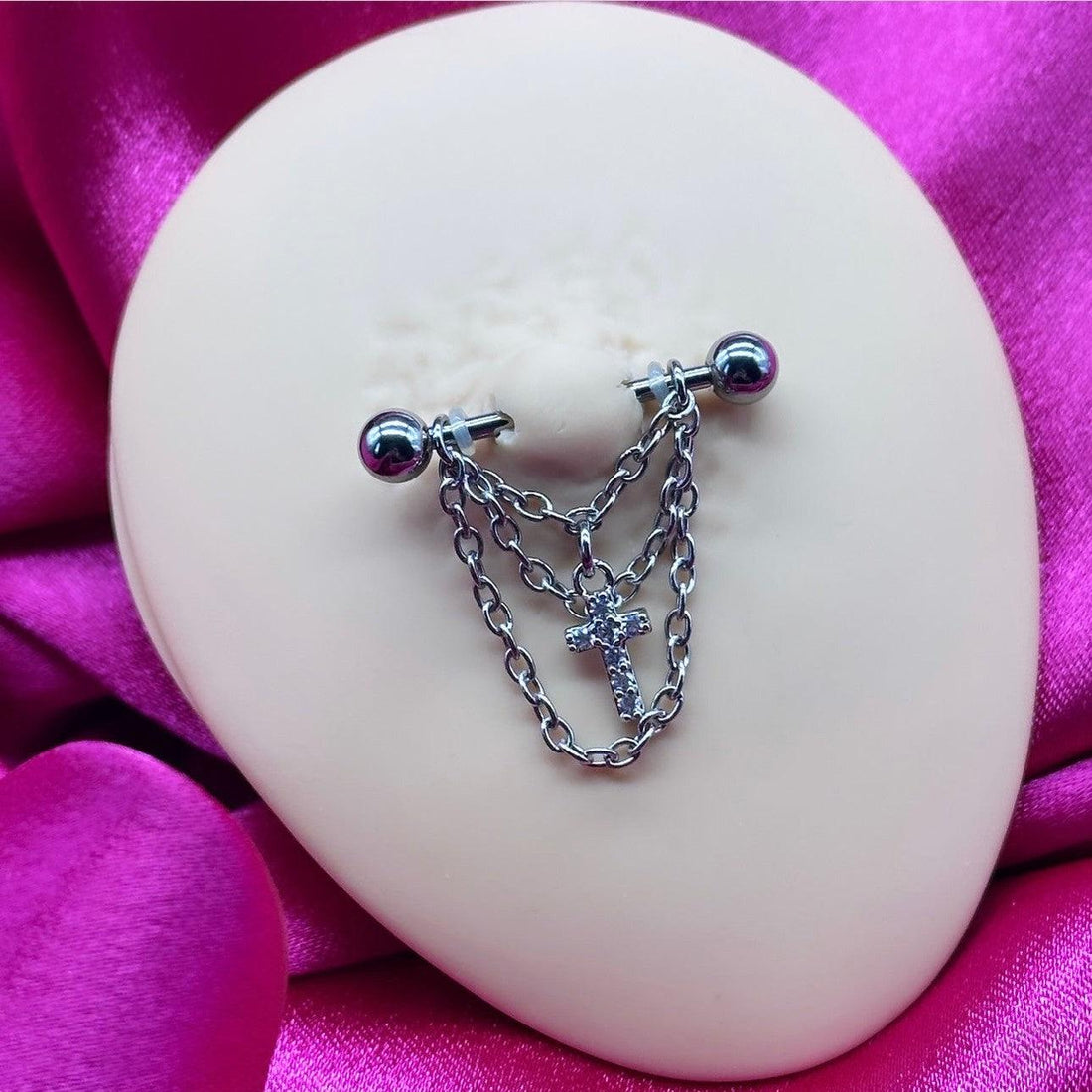 CHAINED CROSS NIPPLE BAR-Vicious Punx-Vicious Punx