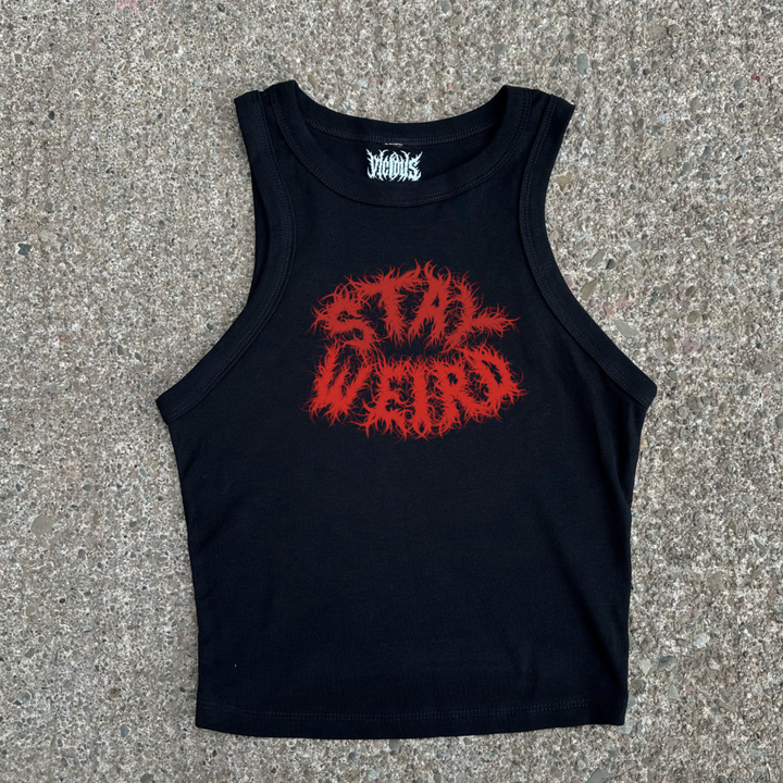 STAY WEIRD RIBBED VEST TOP