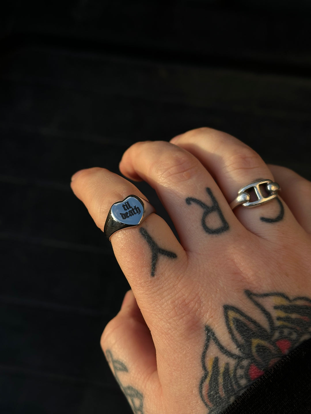 TIL DEATH STAINLESS STEEL HEART RING
