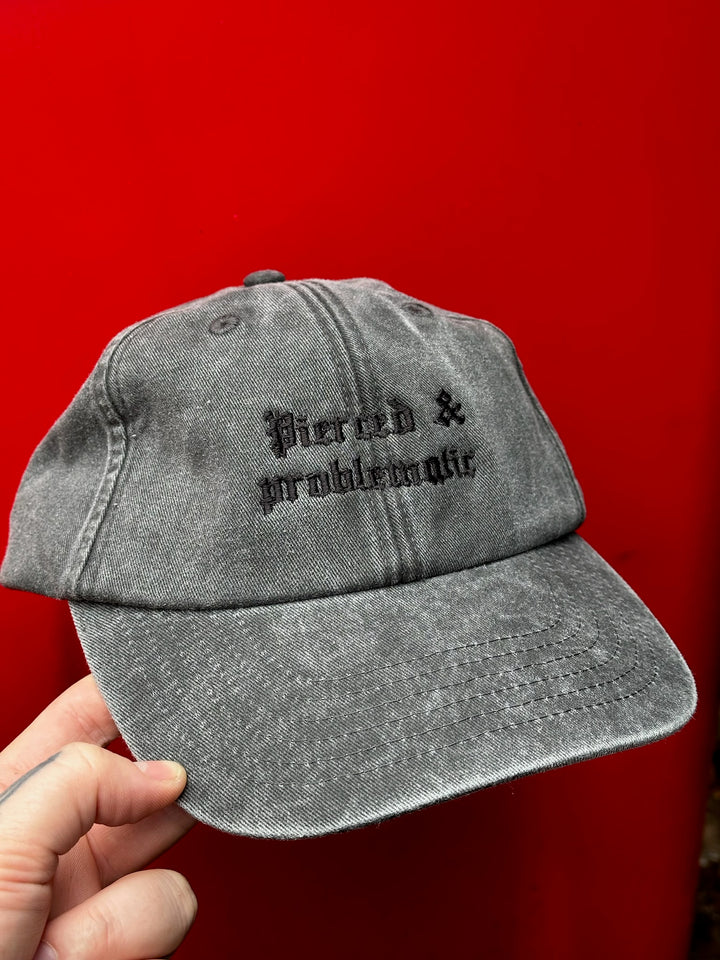 PIERCED & PROBLEMATIC EMBROIDERED BASEBALL CAP
