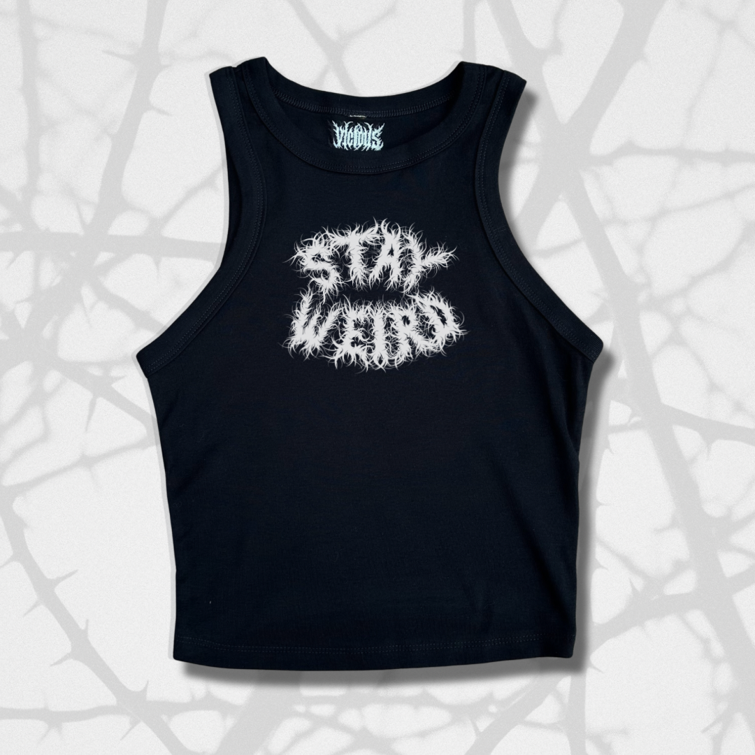 STAY WEIRD RIBBED VEST TOP