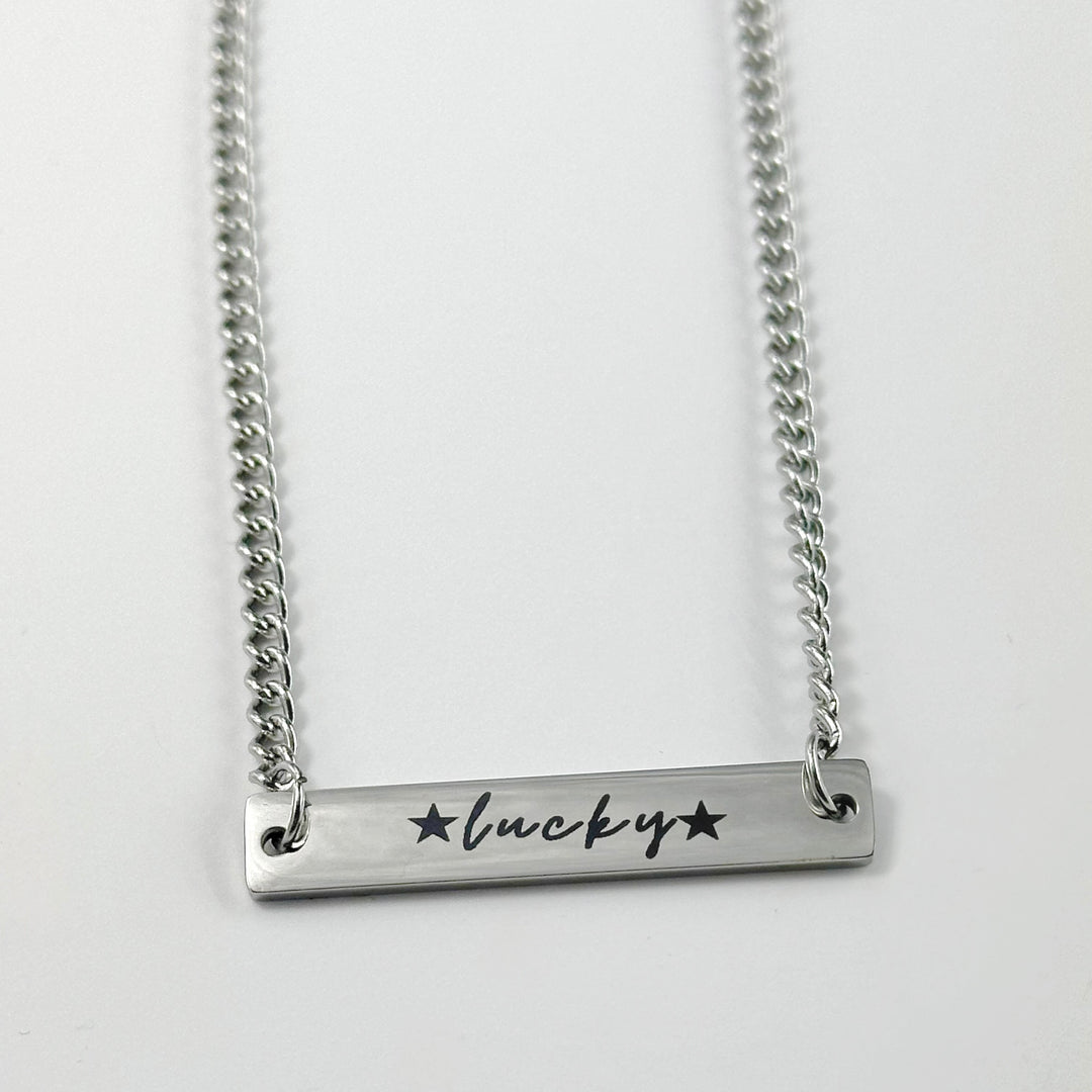 LUCKY STAINLESS STEEL BAR NECKLACE