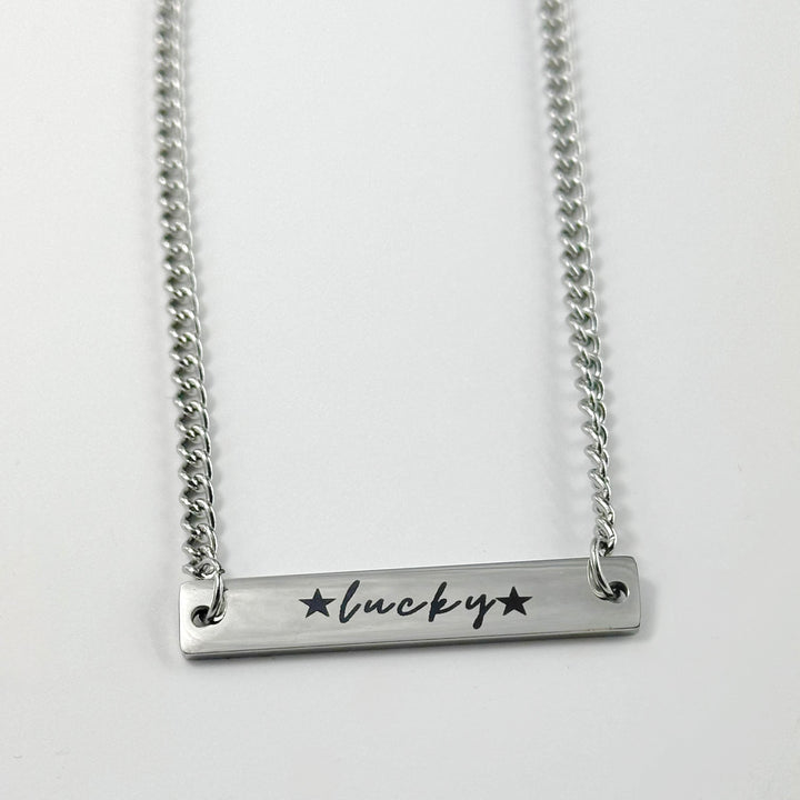 LUCKY STAINLESS STEEL BAR NECKLACE