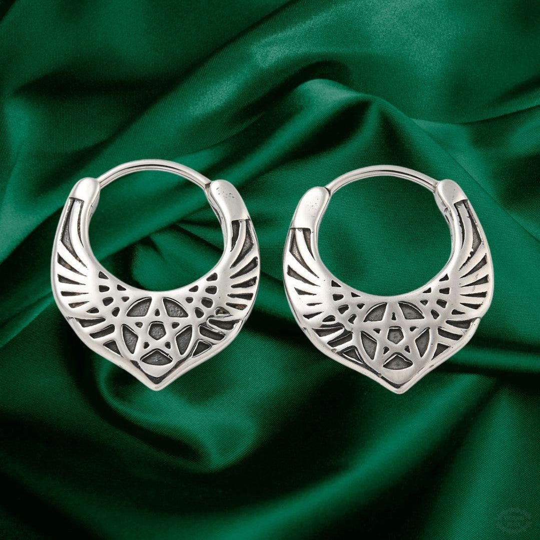 PENTAGRAM WING HOOP EARRINGS-Vicious Punx-Vicious Punx